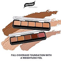 Graftobian HD Glamour Crme Foundation Palette (Warm 3) - High Definition 5 Color Makeup Palette, Cream Based Foundation Concealer and Contour Palette, Full Coverage - Medium/Dark Warm Skin Shades