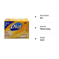 Dial Gold Antibacterial Deodorant Soap, 2 Pack, Total Net Wt 6.4 Oz