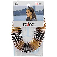 Scunci Effortless Beauty Stretch Hair Combs. Tortoise, Opaque White, and Black. 3 Packs