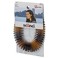 Scunci Effortless Beauty Stretch Hair Combs. Tortoise, Opaque White, and Black. 3 Packs