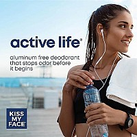 Kiss My Face Active Life Cucumber Green Tea Deodorant, Aluminum Free Deodorant For Women And Men, 2.48 Oz Stick