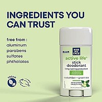 Kiss My Face Active Life Cucumber Green Tea Deodorant, Aluminum Free Deodorant For Women And Men, 2.48 Oz Stick