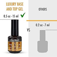 Mia Secret Luxury Base and gel top coat for gel nail polish, 15 ml - Clear gel nail polish - High gloss top coat for gel polish - Base coat for Gelux gel polish