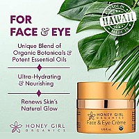 Honey Girl Organics Face & Eye Crme, USDA Certified Organic Facial Moisturizer and Under Eye Cream for Wrinkles, Dark Circles and Puffiness with Hydrating Honey*, Beeswax*, Essential Oils and EVOO (1.75 oz) *naturally contains pollen, propolis & royal ...