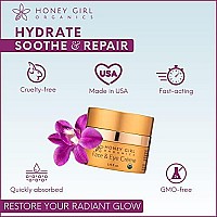 Honey Girl Organics Face & Eye Crme, USDA Certified Organic Facial Moisturizer and Under Eye Cream for Wrinkles, Dark Circles and Puffiness with Hydrating Honey*, Beeswax*, Essential Oils and EVOO (1.75 oz) *naturally contains pollen, propolis & royal ...