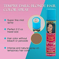 Jerome Russell Temporary Hair Color Spray, Dark Blonde - Intense Spray-On Temporary Hair Color, Fast-Drying, Non-Sticky, Travel Size Hair Dye for Instant Vivid Hair Color, 2.2 oz