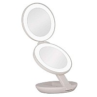 Zadro 4.5 Round LED Compact Mirror 10X/1X Travel Mirror with Lights and Magnification 3 AAA batteries LED Makeup Mirror