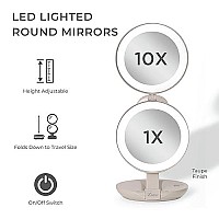 Zadro 4.5 Round LED Compact Mirror 10X/1X Travel Mirror with Lights and Magnification 3 AAA batteries LED Makeup Mirror