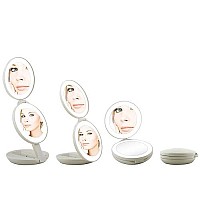 Zadro 4.5 Round LED Compact Mirror 10X/1X Travel Mirror with Lights and Magnification 3 AAA batteries LED Makeup Mirror