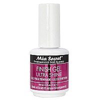 Mia Secret UV Finish gel top coat for gel or acrylic 15 ml - No wipe clear top gel for nails - High gloss top coat for artificial nails