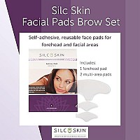 SilcSkin Facial Pad Brow Set, Helps with Brow Wrinkles & Crow's Feet from Sun Aging Side Sleeping, Reusable Self Adhesive Medical Grade Silicone, 1 Brow Pad, 2 Eye Pads