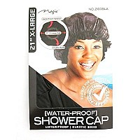 X-Large Black 21 Extra Large Water-Proof Shower Cap With Comfortable Elastic Band Xl