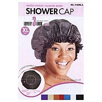 X-Large Black 21 Extra Large Water-Proof Shower Cap With Comfortable Elastic Band Xl