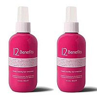 12 Benefits Instant Healthy Hair Treatment, Leave-In Conditioning, Smoothes Frizz, Strengthens & Repairs, Heat Protection Spray, 6 Fl Oz (Pack of 2)