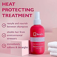 12 Benefits Instant Healthy Hair Treatment, Leave-In Conditioning, Smoothes Frizz, Strengthens & Repairs, Heat Protection Spray, 6 Fl Oz (Pack of 2)