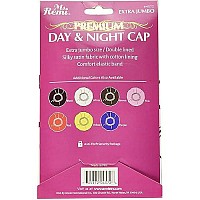 Annie - Ms. Remi Silky Satin Double Cotton - Lined Day And Night Cap - Comfort Elastic Band (Extra Jumbo - Black)