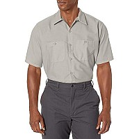 Red Kap Mens Industrial Work Shirt, Regular Fit, Short Sleeve, Light Grey, X-Large Tall