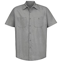 Red Kap Mens Industrial Work Shirt, Regular Fit, Short Sleeve, Light Grey, X-Large Tall