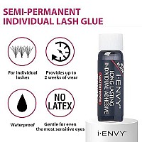 KISS iENVY Individual Cluster Lash Glue, Strong Hold Individual Lash Adhesive, Waterproof Long-Lasting Individual Lash Glue, Jet Black