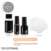 SensatioNail Gel Nail Polish Essentials Kit - Includes Nail Primer (3.54mL), Gel Base/Topcoat (7.39mL), and Nail Gel Cleanser (27.7mL) - DIY Manicure Kit for up to 2 Weeks of Wear