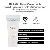 Deborah Lippmann Rich Girl Hand Cream | Moisturizing Hand Lotion with Shea Butter, Avocado and Jojoba Oil | SPF 25 Skin Protection | 3 Ounce (Pack of 1)