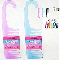 2 Shower Combs Hair Wide Tooth Dry Wet Gently Detangles Thick Long Durable Salon