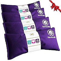 Happy Wraps Namaste Lavender Yoga Eye Pillows - Hot Cold Aromatherapy For Stress, Meditation, Spa, Relaxation Gifts - Set Of 4 - Purple Cotton