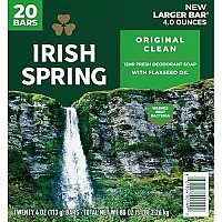 Irish Spring Original Deodorant Soap, Unisex, 3.75 oz (20 Bar)