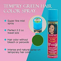 Jerome Russell Temporary Hair Color Spray, Green - Intense Spray-On Temporary Hair Color, Fast-Drying, Non-Sticky, Travel Size Hair Dye for Instant Vivid Hair Color, 2.2 oz