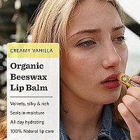 Beeswax Lip Balm, Velvety Vanilla, Moon Valley Organics, Organic Ingredients, for Lips and Cuticles, Moisturizing, Three Pack Bundle