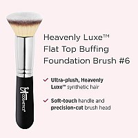 IT Cosmetics Heavenly Luxe Flat Top Buffing Foundation Brush 6 - For Liquid & Powder Foundation - Buff Away the Look of Pores, Fine Lines & Wrinkles - With Award-Winning Heavenly Luxe Hair