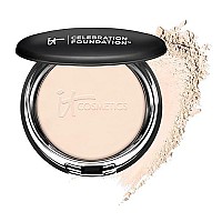 It Cosmetics Celebration Foundation, Fair (W) - Full-Coverage, Anti-Aging Powder Foundation - Blurs Pores, Wrinkles & Imperfections - With Hydrolyzed Collagen & Hyaluronic Acid - 0.3 Oz Compact