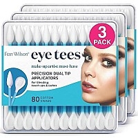 Fran Wilson EYE TEES COTTON TIPS 80 Count (3 PACK) - Precision Makeup Applicator, Double-sided Swabs with Pointed and Rounded Ends for Perfect Blending, Effective Cleaning and Precise Touch-ups