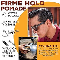 Suavecito Pomade Firme (Strong) Hold 4 oz, 3 Pack - Strong Hold Hair Pomade For Men - Medium Shine Water Based Wax Like Flake Free Hair Gel - Easy To Wash Out - All Day Hold For All Hair Styles