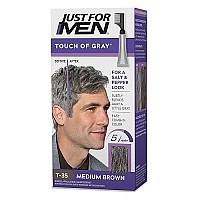 Just For Men Touch Of Gray, Gray Hair Coloring Kit For Men With Comb Applicator For Easy Application, Great For A Salt And Pepper Look - Medium Brown, T-35 (Packaging May Vary)