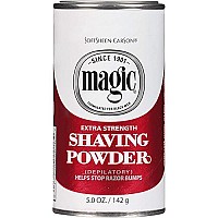 Softsheen-Carson Magic Razorless Shaving For Men, Magic Extra Strength Shaving Powder, For Coarse Textured Beards, Formulated For Black Men, Depilatory, Helps Stop Razor Bumps, 5 Oz, Red