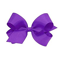 Wee Ones Girls Classic Grosgrain Hair Bow On A Weestay Clip With Plain Wrap, Large, Delphinium