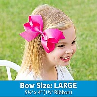 Wee Ones Girls Classic Grosgrain Hair Bow On A Weestay Clip With Plain Wrap, Large, Light Navy