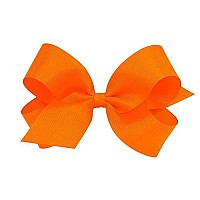 Wee Ones Girls Classic Grosgrain Hair Bow On A Weestay Clip With Plain Wrap, Large, Orange