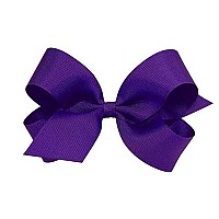 Wee Ones Girls Classic Grosgrain Hair Bow On A Weestay Clip With Plain Wrap, Large, Purple