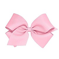 Wee Ones Girls Classic Grosgrain Hair Bow On A Weestay Clip With Plain Wrap, King, Pearl Pink