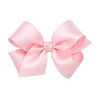 Wee Ones Girls Classic French Satin Hair Bow On A Weestay No-Slip Hair Clip Wknot Wrap Center, Medium, Light Pink