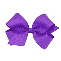 Wee Ones Baby Girls Medium Grosgrain Hair Bow On A Weestay Clip Wplain Wrap - Delphinium,One Size