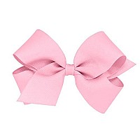 Wee Ones Girls Classic Grosgrain Hair Bow On A Weestay Clip With Plain Wrap, Medium, Pearl Pink