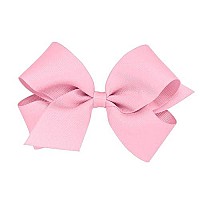 Wee Ones Girls Classic Grosgrain Hair Bow On A Weestay Clip With Plain Wrap, Medium, Pearl Pink