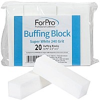 Forpro Super White Buffing Block, 240 Grit, Four-Sided Manicure And Pedicure Nail Buffer, 375A L X 1A W X 1A H, 20-Count