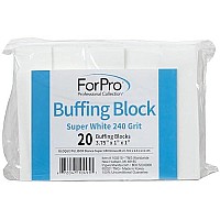 Forpro Super White Buffing Block, 240 Grit, Four-Sided Manicure And Pedicure Nail Buffer, 375A L X 1A W X 1A H, 20-Count