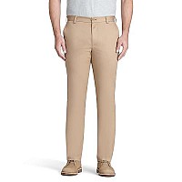 Izod Mens American Chino Flat Front Straight Fit Pant, English Khaki, 36W X 34L