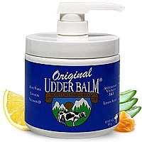 Original Udder Balm (NOT Cream or Lotion Body Moisturizing and Soothing for Dry, Cracked, Flaky, Rough Skin, 16 oz Pump Jar, Lemon Scent with Pump