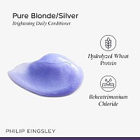 PHILIP KINGSLEY Pure Blonde/Silver Brightening Daily Purple Conditioner for Blonde Gray Brassy Colored Highlighted Bleached Hair Toner for Orange Brassiness and Yellow Tones, 33.8 oz